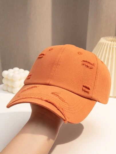 1 Peça Boné de Beisebol Casual Sólido e Rasgado para Mulheres para Uso Diário, Rua, Verão, Praia