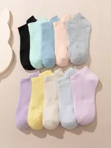 10pairs Solid Ankle Socks - Multicolor - View 2