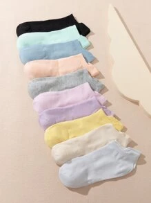 10pairs Solid Ankle Socks - Multicolor - View 1