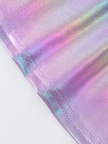 SHEIN Young Girl Casual & Cute Colorful & Sparkly Sleeveless Round Neck Crop Top, For Streetwear, Surfing, Holiday, Performance, Festival In Spring And Summer - Multicolor - View 3