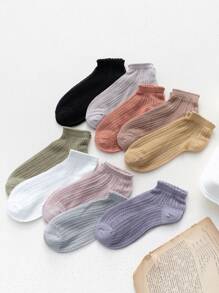 10對素色短襪 - 彩色 - 查看 1