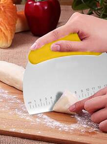 1pc Stainless Steel Dough Cutter, Classic Dough Scraper For Kitchen - Yellow - View 1