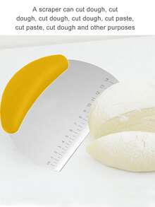 1pc Stainless Steel Dough Cutter, Classic Dough Scraper For Kitchen - Yellow - View 4