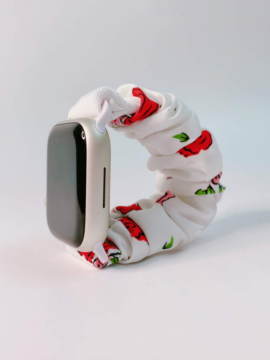 Dây đeo đồng hồ thiết kế Scrunchie họa tiết hoa tương thích với Apple Watch - Nhiều màu - Xem 1