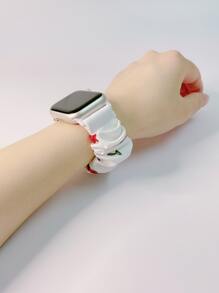 Dây đeo đồng hồ thiết kế Scrunchie họa tiết hoa tương thích với Apple Watch - Nhiều màu - Xem 4