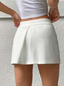 SHEIN EZwear 高腰素色裙裤 - 白色 - 查看 7