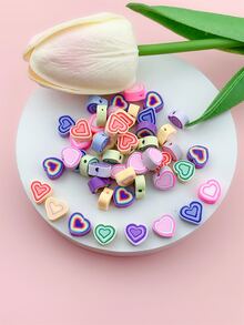 50pcs/set Heart Design DIY Bead - Multicolor - View 1
