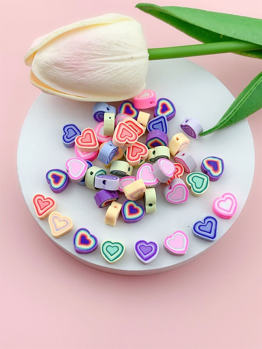 50pcs/set Heart Design DIY Bead - Multicolor - View 1