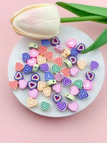 50pcs/set Heart Design DIY Bead - Multicolor - View 2