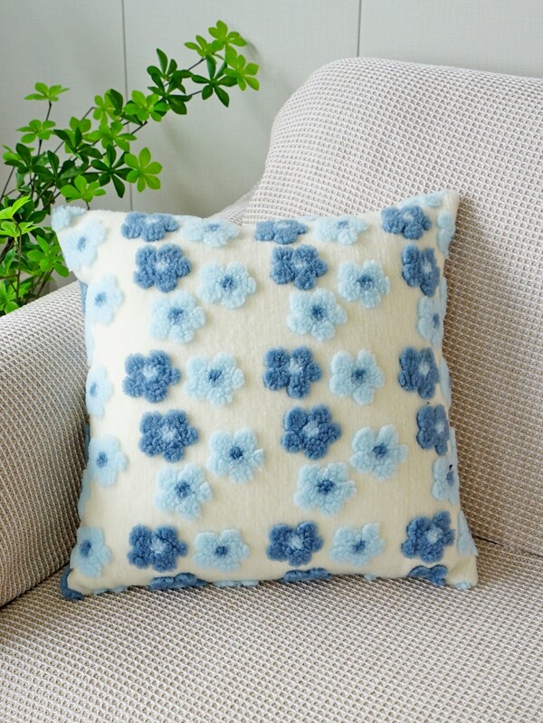 1 pièce en jacquard fleuri moderne flanelle décoratif Coussin Coque (sans bourre) pour canapé