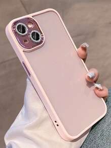 Funda básica para teléfono con marco de contraste rosa, funda de teléfono transparente compatible con iPhone 15/15 Plus/15 Pro/15 Pro Max - Rosa - Ver 1