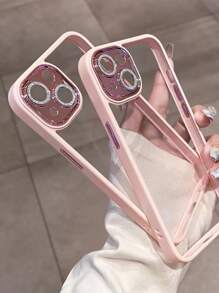 Funda básica para teléfono con marco de contraste rosa, funda de teléfono transparente compatible con iPhone 15/15 Plus/15 Pro/15 Pro Max - Rosa - Ver 2