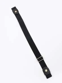 Men Solid Elastic Belt For Daily Use Gift For Friend Casual - Black - View 2
