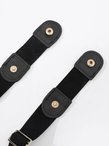 Men Solid Elastic Belt For Daily Use Gift For Friend Casual - Black - View 3