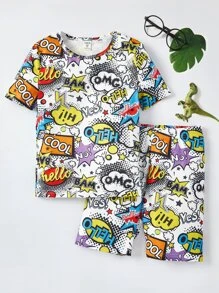 Tween Boy Pop Art Print Snug Fit PJ Set - White - View 6
