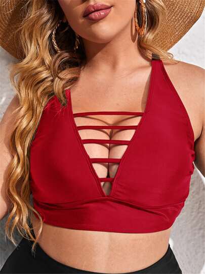 SHEIN Swim Curve Plus Ladder Cut-out Bikini Top