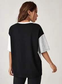 SHEIN EZwear 撞色頂針落肩T恤 - 彩色 - 查看 2