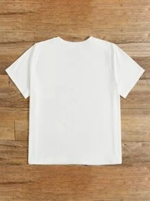 SHEIN LUNE 大碼標語圖案T恤 - 白色 - 查看 2