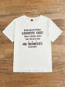 SHEIN LUNE 大碼標語圖案T恤 - 白色 - 查看 3