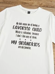 SHEIN LUNE 大碼標語圖案T恤 - 白色 - 查看 4