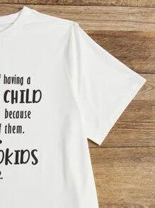 SHEIN LUNE 大碼標語圖案T恤 - 白色 - 查看 5