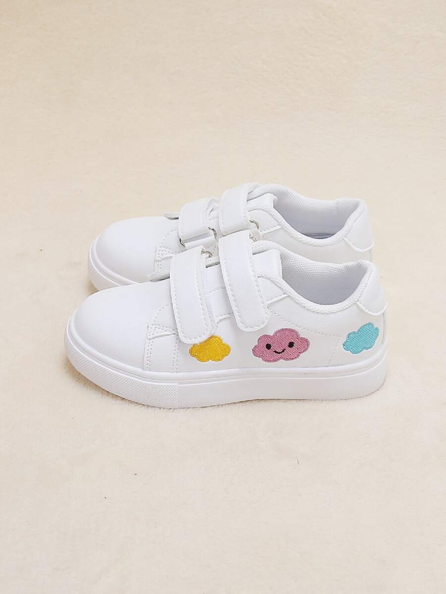 女孩魔術貼雲朵刺繡運動戶外運動鞋 - 白色 - 查看 1