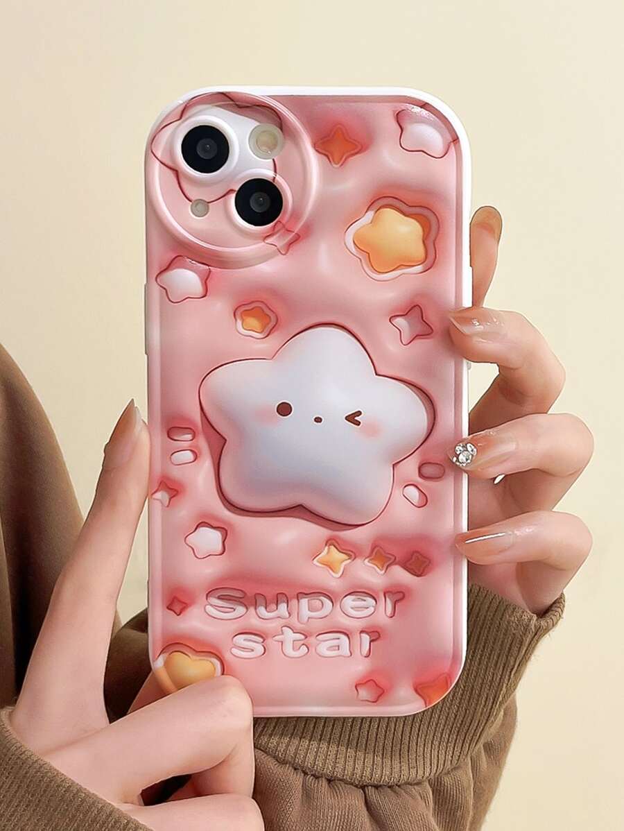 Funda De Cojín De Aire Blanco Con Estrella Rosa - Multicolor - Ver 1