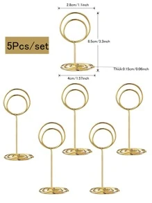 5入組金屬卡夾現代迷你圓形卡夾適用於家庭派對 - 金色 - 查看 4