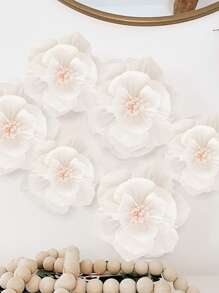 1pc Paper Lantern, Creative White Flower Design Hanging Decoration Tissue Pom Pom For Home And Party - White - View 2