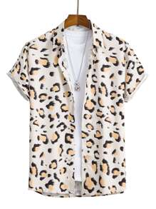 ROMWE MEN 男士豹紋印花襯衫不帶T恤 - 彩色 - 查看 1