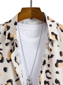 ROMWE MEN 男士豹紋印花襯衫不帶T恤 - 彩色 - 查看 4