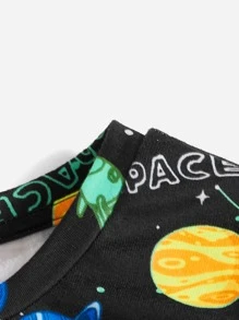 SHEIN Boys Reflective Galaxy Print Tee & Shorts PJ Set - Multicolor - View 7