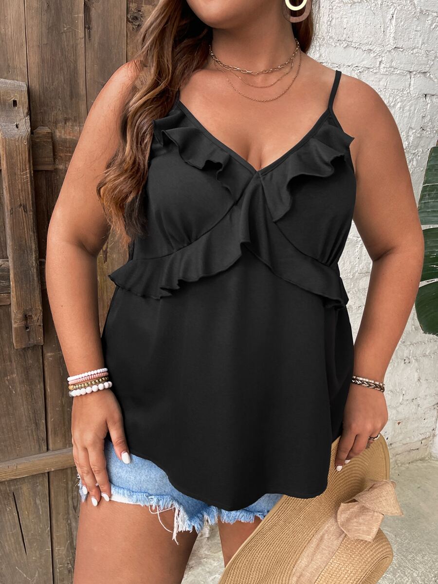 SHEIN LUNE Plus Ruffle Trim Cami Top