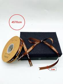 1 rollo de cinta de papel de regalo gráfica con letras marrones, cinta de filamento de poliéster moderna para fiesta - Café integral - Ver 3