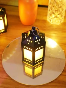 1入組黑色LED裝飾燈籠復古ABS桌面裝飾蠟燭燈籠