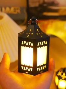 1入組黑色LED裝飾燈籠復古ABS桌面裝飾蠟燭燈籠