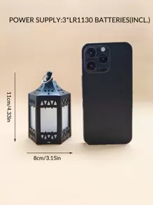 1入組黑色LED裝飾燈籠復古ABS桌面裝飾蠟燭燈籠