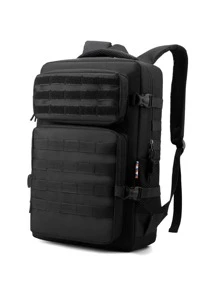 17 英寸男式可拆卸扣装饰露营包书包学生包书包背包背包笔记本电脑包电脑包书包背包单肩包运动包大学包青少年新生冬季圣诞礼物户外时尚休闲背包爸爸礼物度假包旅行必需品健身包运动包夏季返校沙滩包笔记本电脑包运动生活 - 黑色 - 查看 1