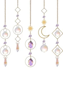 1 件天然水晶壁挂，创意水钻设计花园挂饰，适合室内、室外