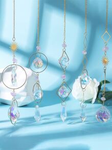 1 件天然水晶壁挂，创意水钻设计花园挂饰，适合室内、室外