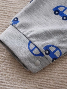 Yierying Đứa bé trai In Ô tô 2 trong1 Cổ Polo Áo liền quần - Nhiều màu - Xem 3