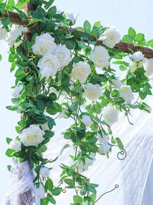 Nhân Tạo Polyester Hoa Dây Leo, Hiện Đại Nhân Tạo Vòng Hoa Cho Gia Đình, Tiệc - trắng - Xem 2