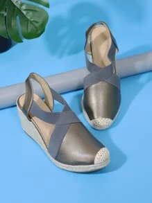 Giày nêm & Phẳng của Nữ màu trơn dép quai hậu Kỳ nghỉ - Xám - Xem 5