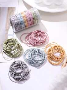 100 piezas Goma de pelo unicolor - Multicolor - Ver 1