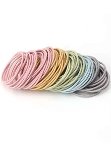 100 piezas Goma de pelo unicolor - Multicolor - Ver 2