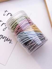 100 piezas Goma de pelo unicolor - Multicolor - Ver 3