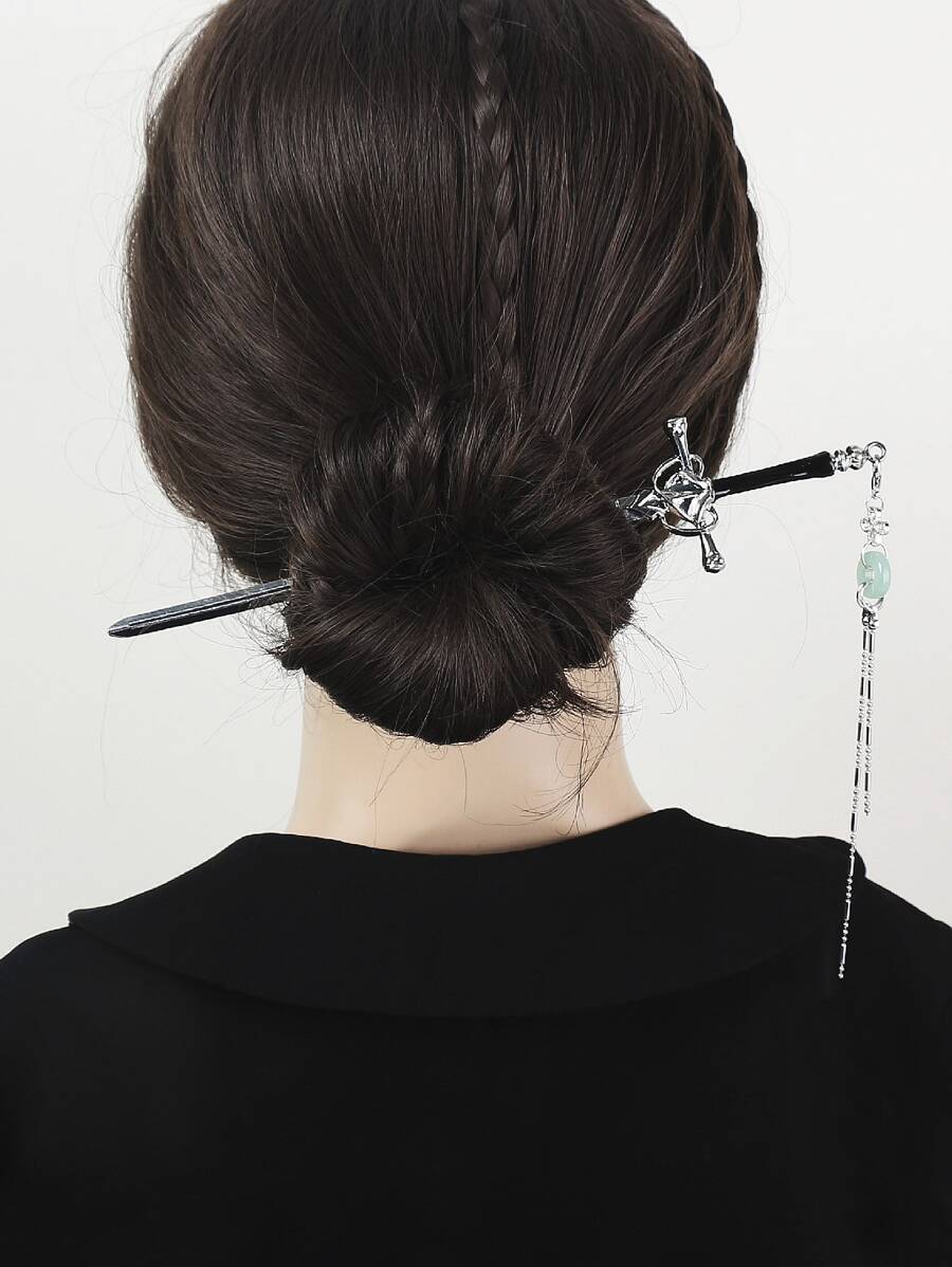 Sword Design Hair Pin - Silver - View 1