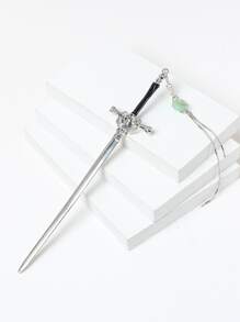 Sword Design Hair Pin - Silver - View 2