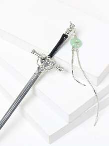 Sword Design Hair Pin - Silver - View 3