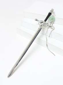 Sword Design Hair Pin - Silver - View 4